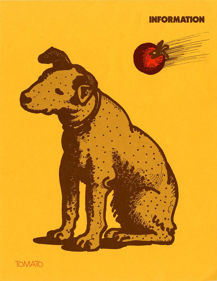 Dog with tomato flying at his head